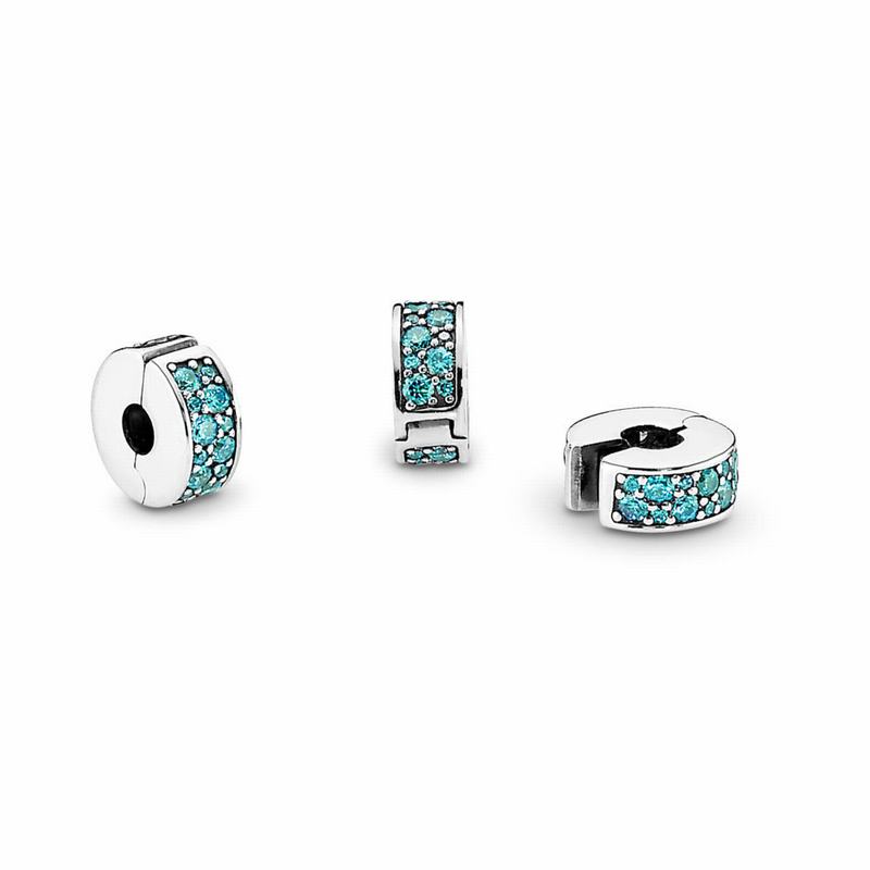 Pandora Shining Elegance Clip Charm - Sterling Silver/Silicone/Turquoise/Cubic Zirconia - Canada | B